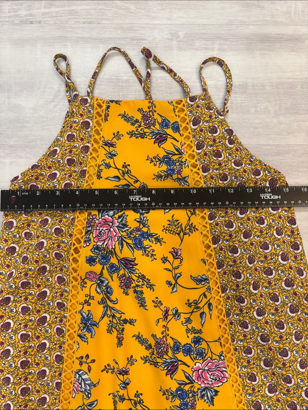 mi ami Yellow Floral Patchwork Sundress racerback adjustable straps - Picture 8 of 9